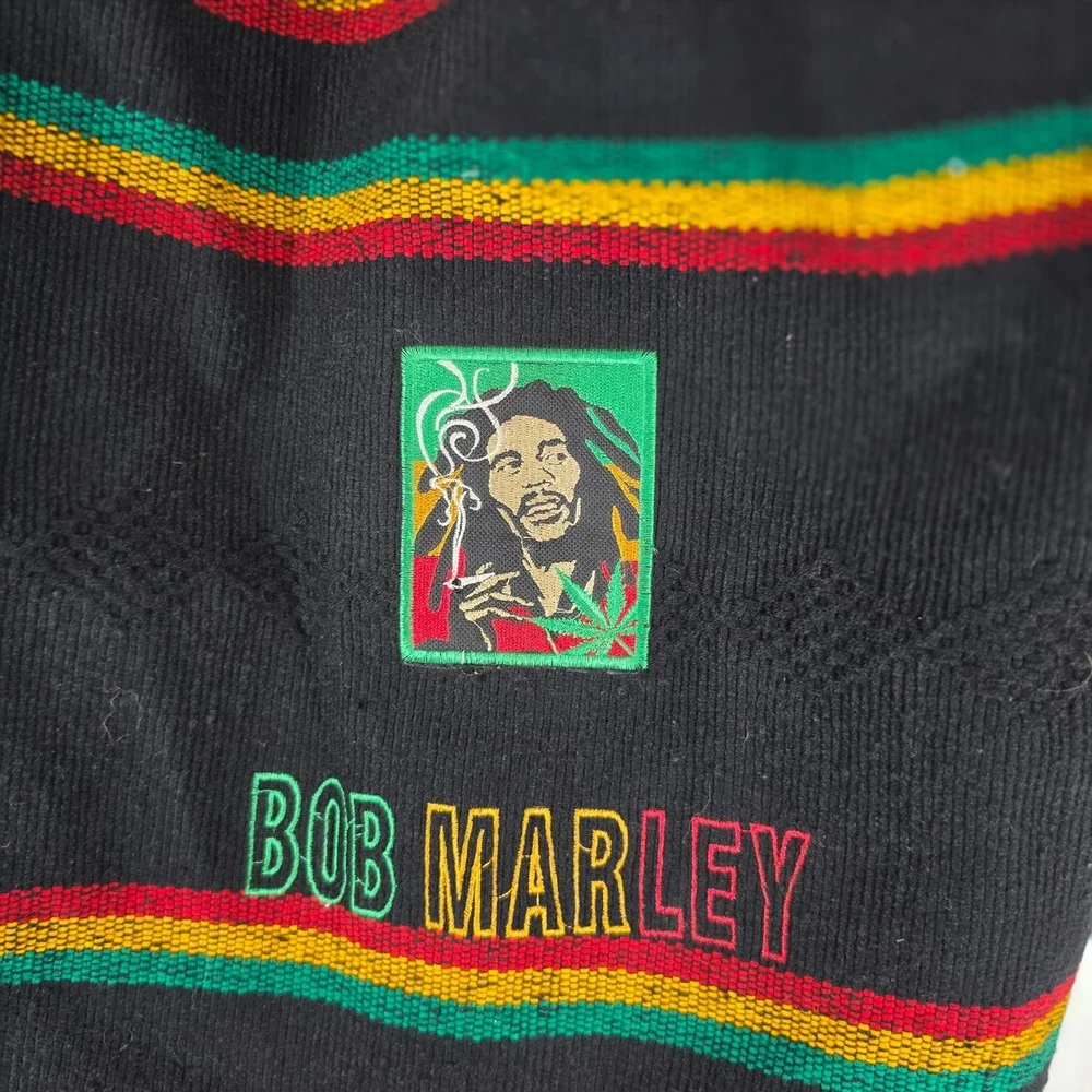 Bob Marley Rasta Striped Woven‎ Backpack Black Red Yellow Green Festival Bag